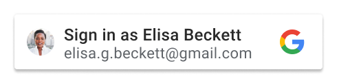 Eine personalisierte Schaltfläche, die den Namen eines einzelnen Google-Kontos anzeigt.