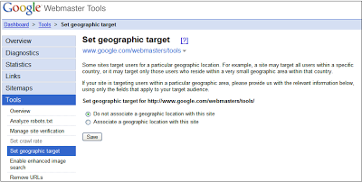 geotargeting setting in webmaster tools