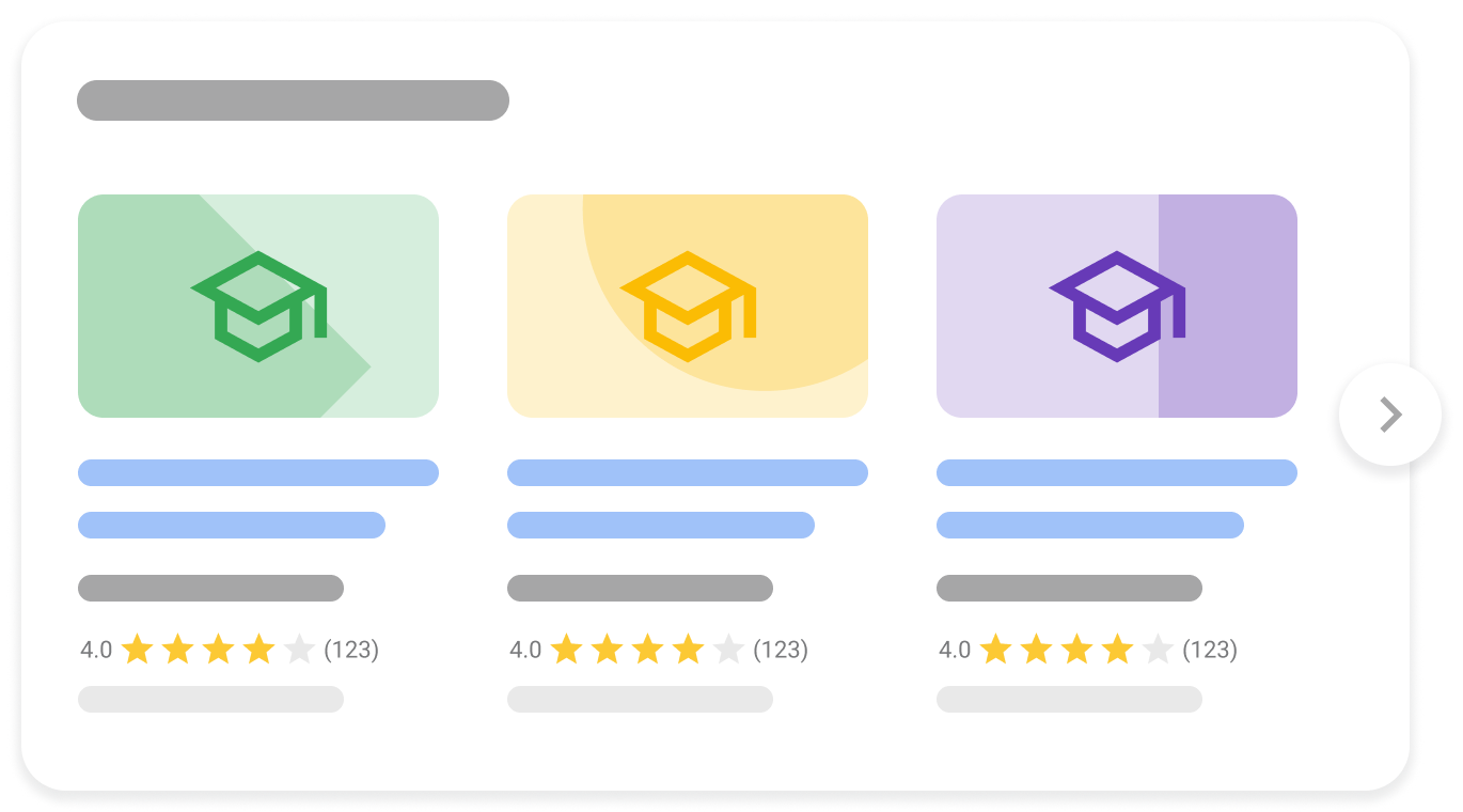 resultado enriquecido de información de cursos en los resultados de la búsqueda